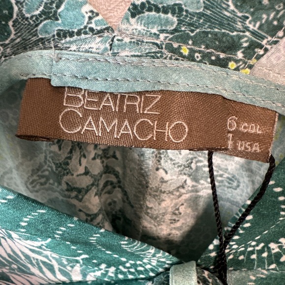Beatriz Camacho Silk Top - Women's Size US 4 - Turquise Coral Pattern $255.50 - Picture 5 of 8